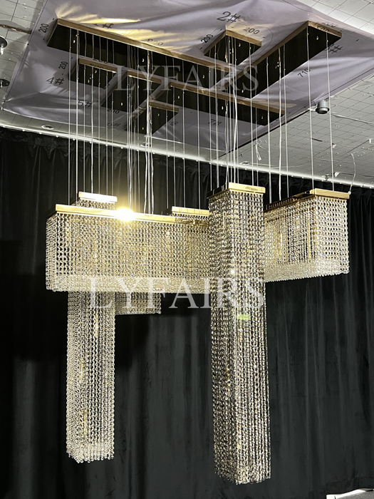 Luxury Rectangular Combination Crystal Chandelier for Living Room/Staircase/Foyer/Hallway