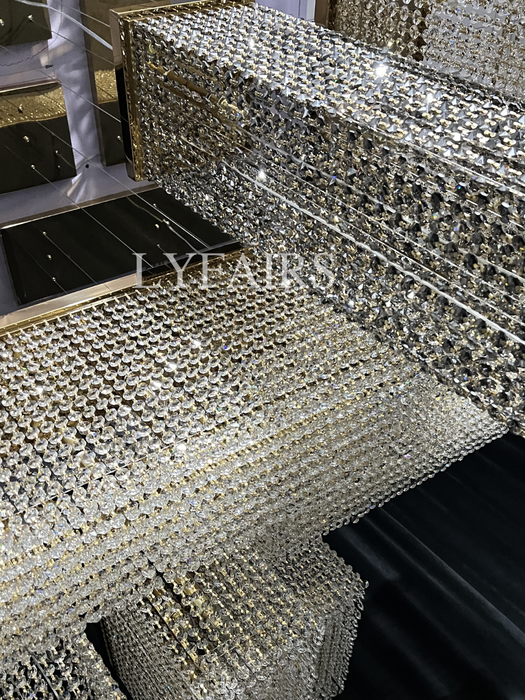 Luxury Rectangular Combination Crystal Chandelier for Living Room/Staircase/Foyer/Hallway
