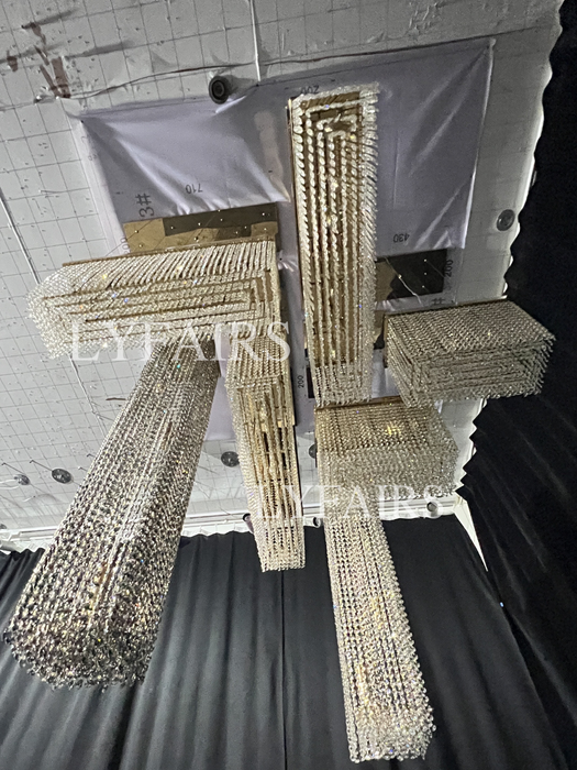 Luxury Rectangular Combination Crystal Chandelier for Living Room/Staircase/Foyer/Hallway