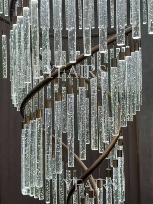 Luxury Spiral Bubble Crystal Chandelier for High Ceiling