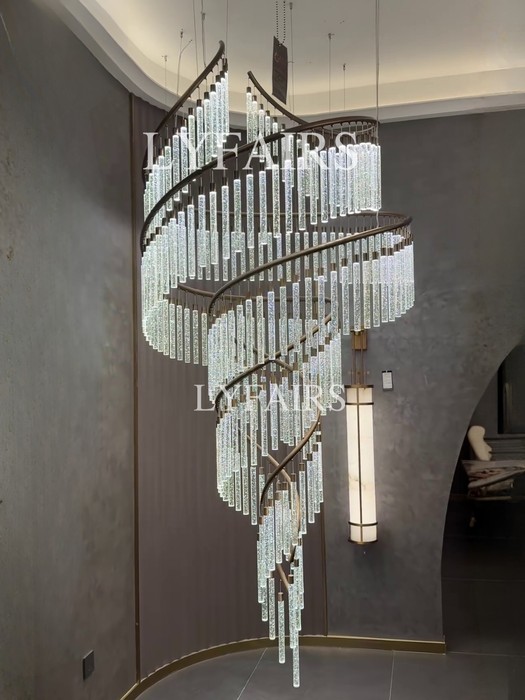 Luxury Spiral Bubble Crystal Chandelier for High Ceiling