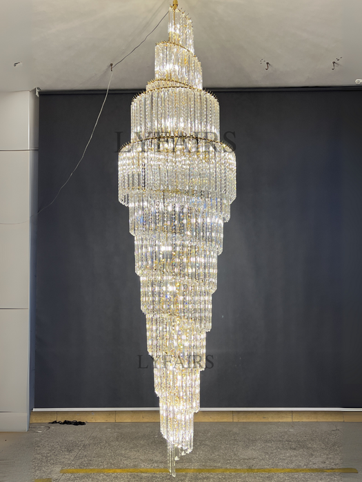 Luxury Spiral Crystal Chandelier for High-ceiling/Foyer/Staircase