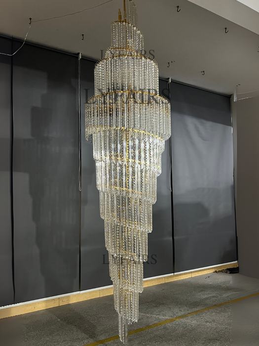 Luxury Spiral Crystal Chandelier for High-ceiling/Foyer/Staircase