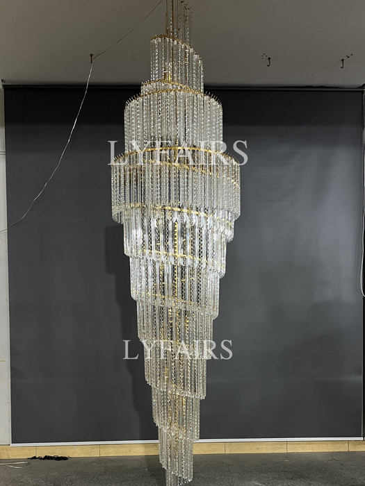 Luxury Spiral Crystal Chandelier for High-ceiling/Foyer/Staircase