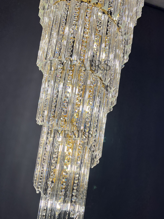 Luxury Spiral Crystal Chandelier for High-ceiling/Foyer/Staircase