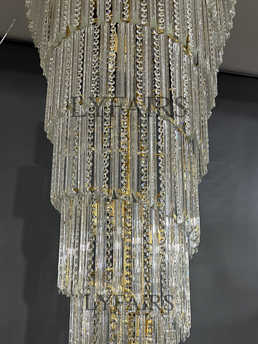 Luxury Spiral Crystal Chandelier for High-ceiling/Foyer/Staircase