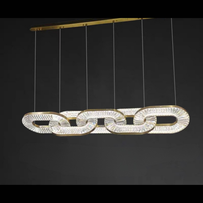 Luxury Linear Crystal Chain Chandelier for Dining Room