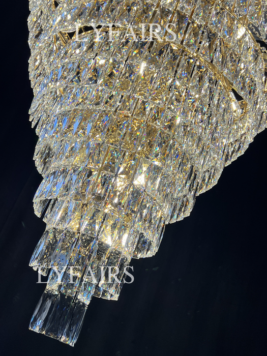 Magnífico candelabro Extra grande para vestíbulo, accesorio de iluminación de techo de cristal escalonado para decoración para sala de estar