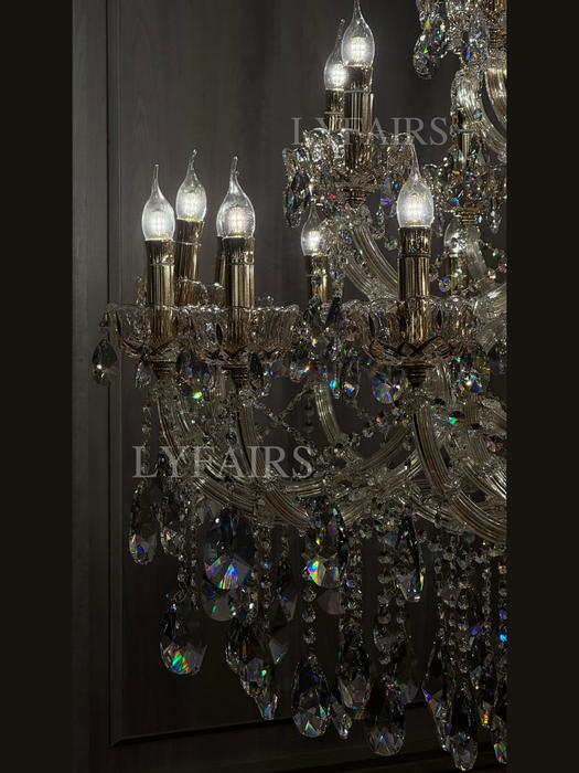 Majestic Royal Crown Crystal Candle Chandelier for Luxury Villa & Banquet Hall