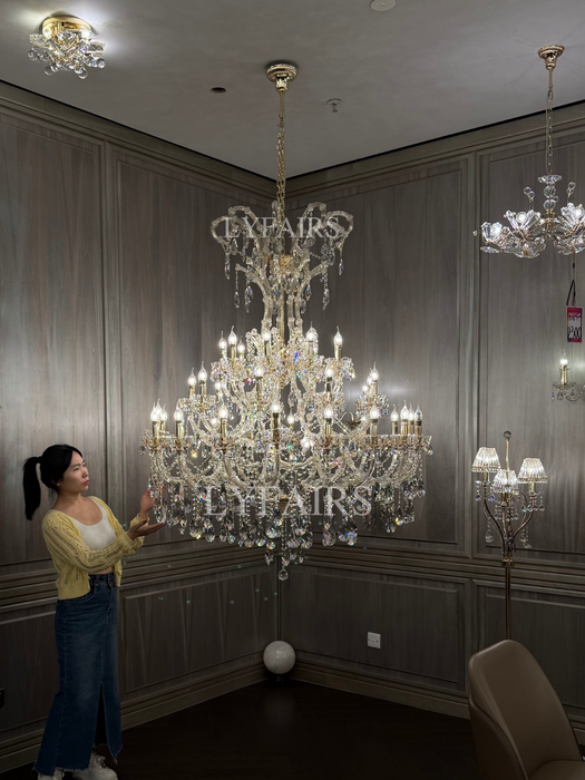 Majestic Royal Crown Crystal Candle Chandelier for Luxury Villa & Banquet Hall