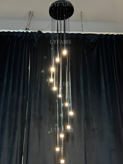 Minimalismo vestíbulo escalera lámpara colgante de techo accesorio de iluminación para sala de estar entrada en acabado dorado/negro