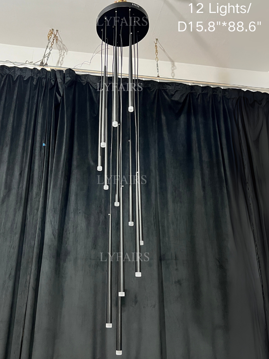 Minimalismo vestíbulo escalera lámpara colgante de techo accesorio de iluminación para sala de estar entrada en acabado dorado/negro