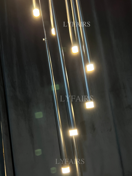 Minimalismo vestíbulo escalera lámpara colgante de techo accesorio de iluminación para sala de estar entrada en acabado dorado/negro