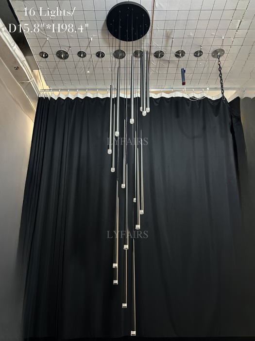 Minimalismo vestíbulo escalera lámpara colgante de techo accesorio de iluminación para sala de estar entrada en acabado dorado/negro