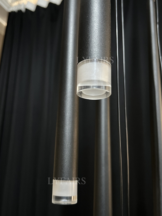 Minimalismo vestíbulo escalera lámpara colgante de techo accesorio de iluminación para sala de estar entrada en acabado dorado/negro