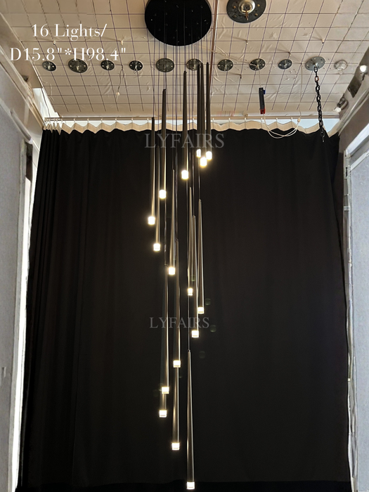 Minimalismo vestíbulo escalera lámpara colgante de techo accesorio de iluminación para sala de estar entrada en acabado dorado/negro