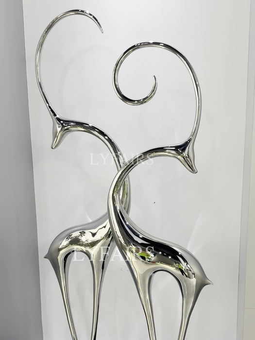 Modern Abstract Twin Deer Sculpture
