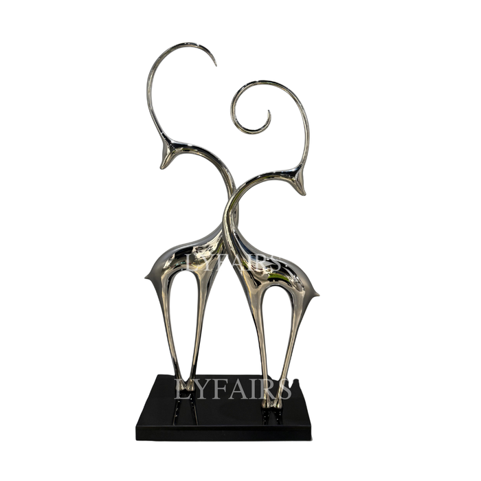 Modern Abstract Twin Deer Sculpture