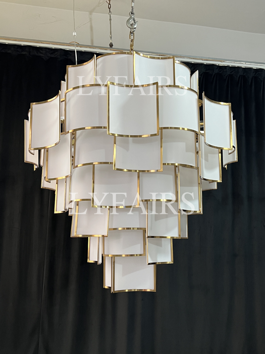 Modern Acrylic Tile Chandelier for High-ceiling