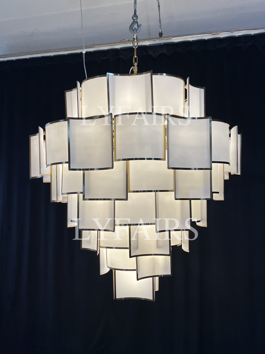 Modern Acrylic Tile Chandelier for High-ceiling