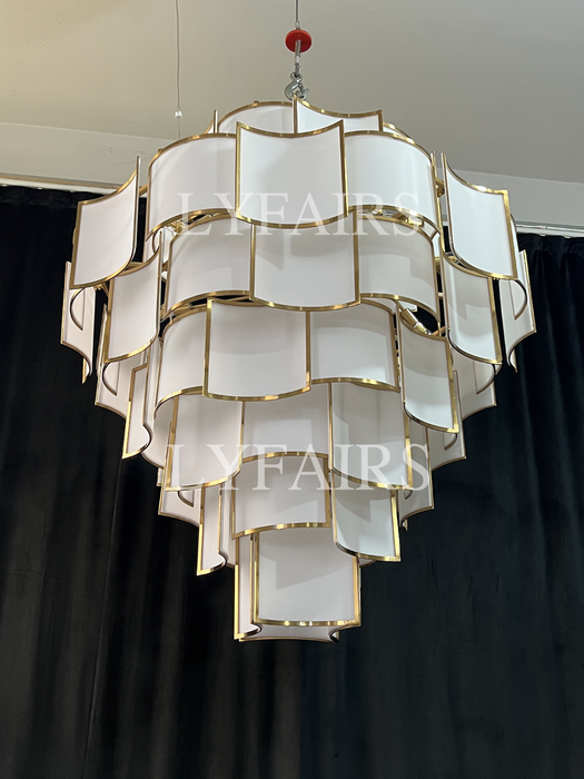 Modern Acrylic Tile Chandelier for High-ceiling