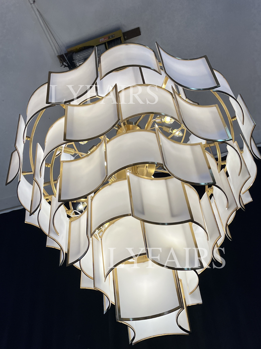 Modern Acrylic Tile Chandelier for High-ceiling