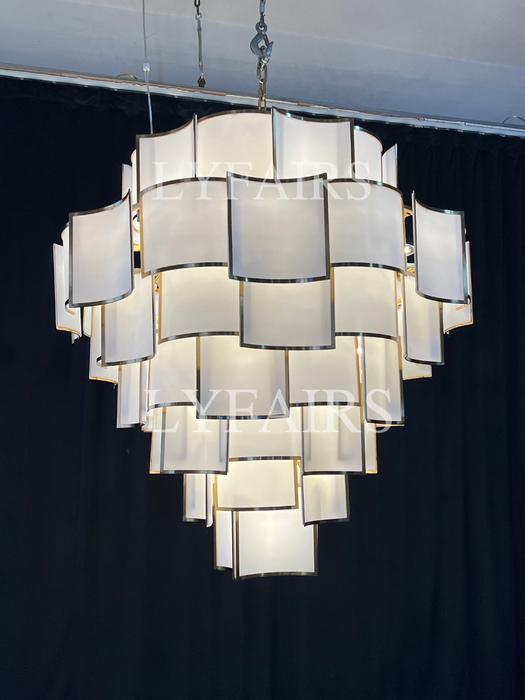 Modern Acrylic Tile Chandelier for High-ceiling