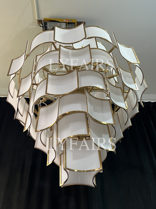 Modern Acrylic Tile Chandelier for High-ceiling