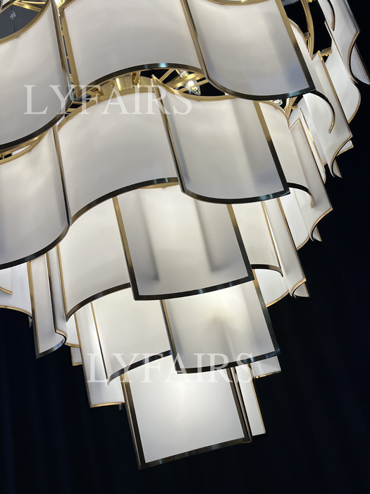 Modern Acrylic Tile Chandelier for High-ceiling