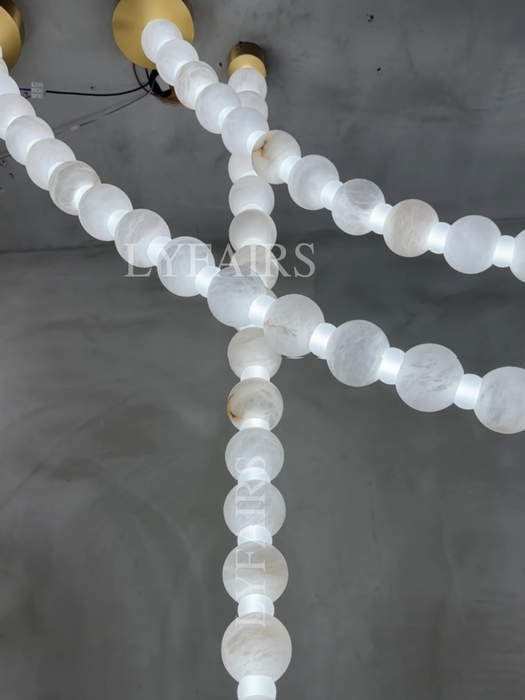 Modern Alabaster Pearl-Chain Pendant Light