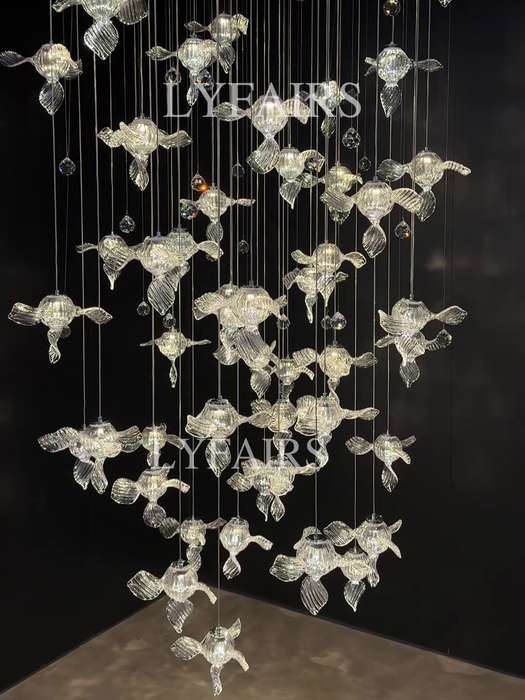 Modern Art Design Propeller-like Crystal Chandelier for Staircase/Villa/Foyer/High-ceiling Space