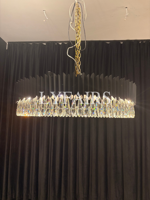 Modern Teardrop Crystal Round Chandelier in Black Finish