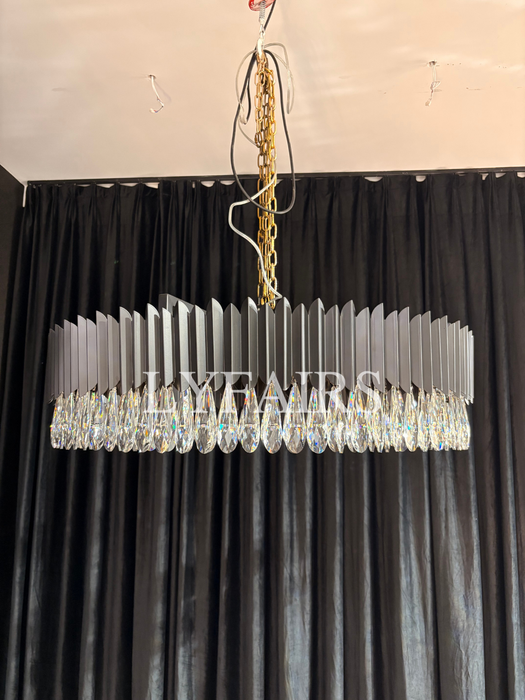 Modern Teardrop Crystal Round Chandelier in Black Finish