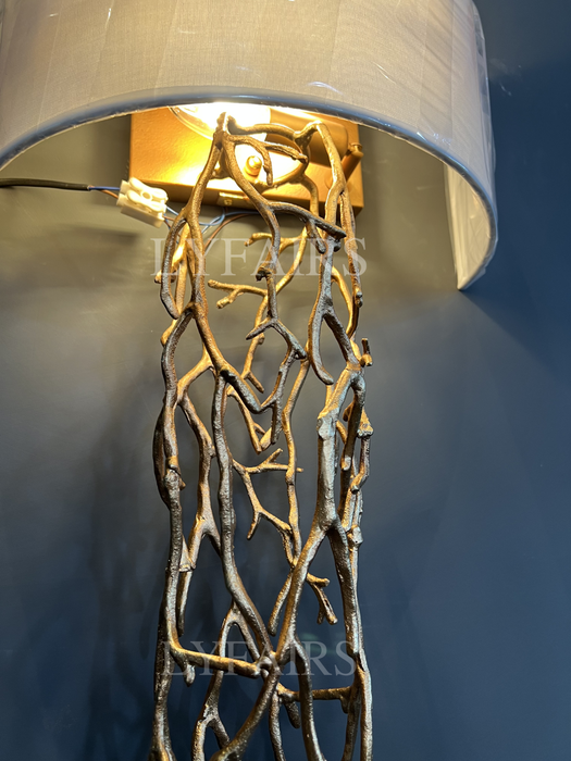 Modern Brass Branches Wall Lamp with White Lampshade