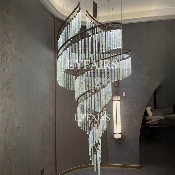 Luxury Spiral Bubble Crystal Chandelier for High Ceiling