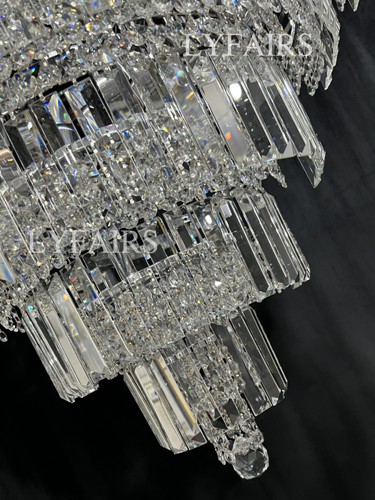 Candelabro Extra grande cromado/plateado/dorado para vestíbulo, sala de estar, escalera, accesorio de iluminación de techo de cristal