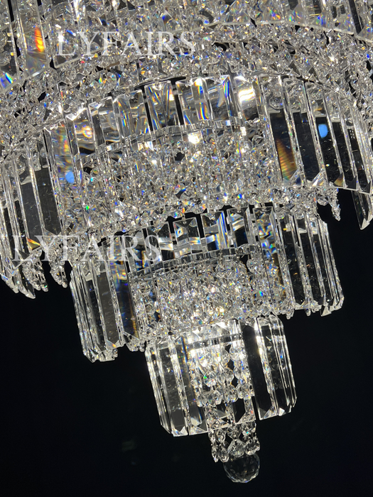 Candelabro Extra grande cromado/plateado/dorado para vestíbulo, sala de estar, escalera, accesorio de iluminación de techo de cristal