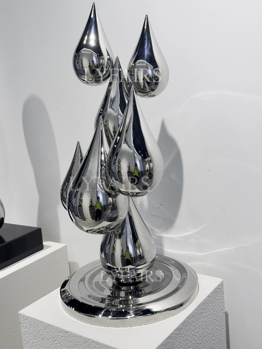 Modern Chrome Water Drop Sculpture