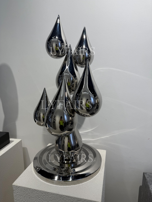 Modern Chrome Water Drop Sculpture