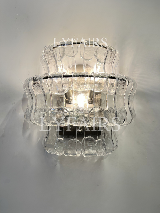 Modern Clear/Smoky Gray Glass Wall Lamp