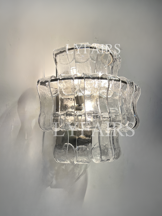 Modern Clear/Smoky Gray Glass Wall Lamp