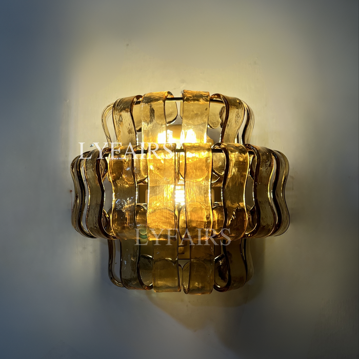 Modern Clear/Smoky Gray Glass Wall Lamp