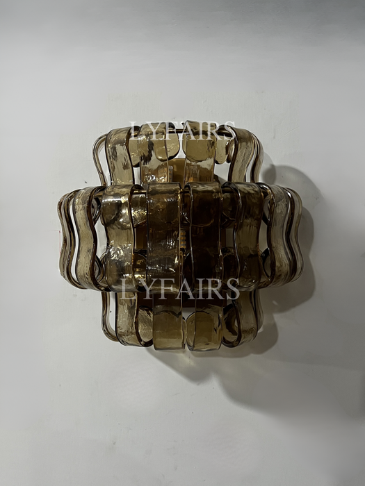 Modern Clear/Smoky Gray Glass Wall Lamp