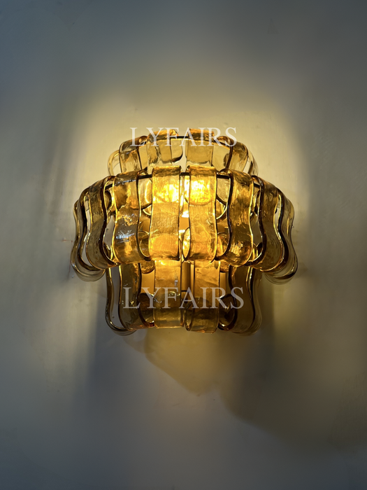 Modern Clear/Smoky Gray Glass Wall Lamp