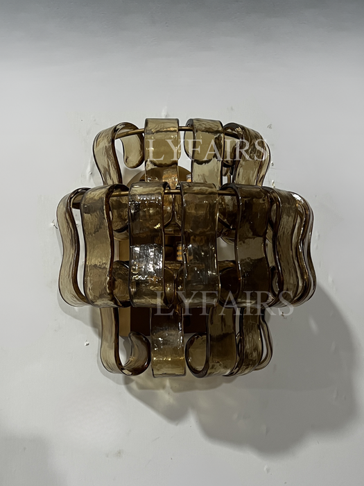 Modern Clear/Smoky Gray Glass Wall Lamp