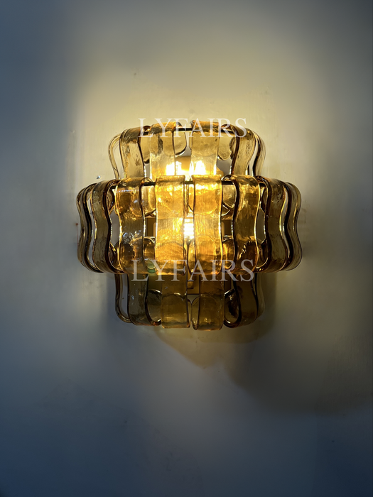 Modern Clear/Smoky Gray Glass Wall Lamp
