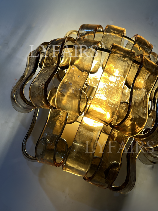 Modern Clear/Smoky Gray Glass Wall Lamp