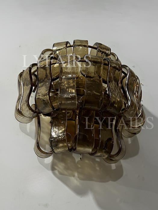 Modern Clear/Smoky Gray Glass Wall Lamp