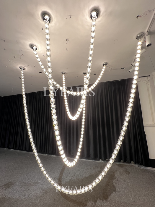 Modern Crystal Bullet  Necklace Chain Chandelier for Living Room/Staircase/Foyer/Hotel/Restaurant