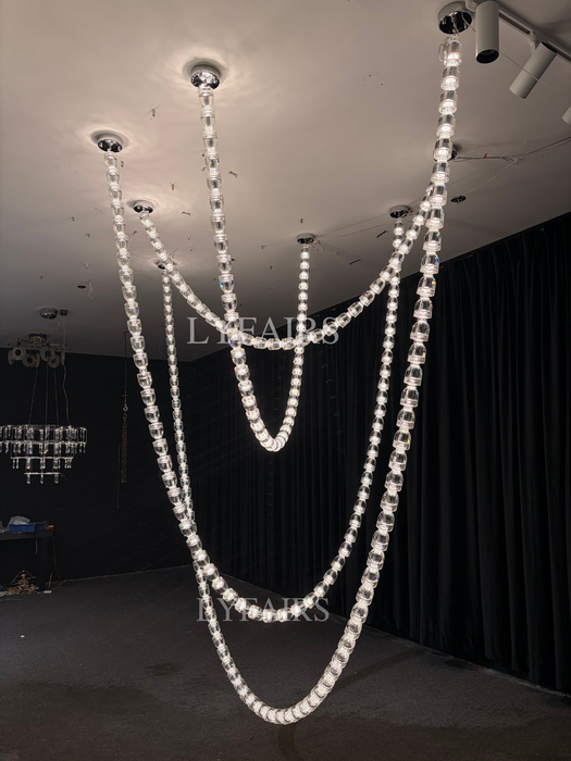 Modern Crystal Bullet  Necklace Chain Chandelier for Living Room/Staircase/Foyer/Hotel/Restaurant